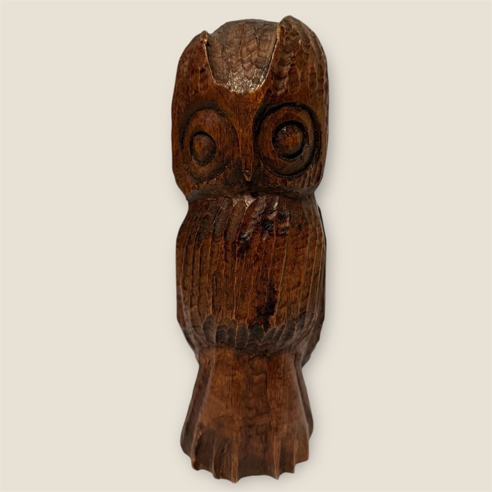 Vintage Handcrafted Wooden Owl Figurine